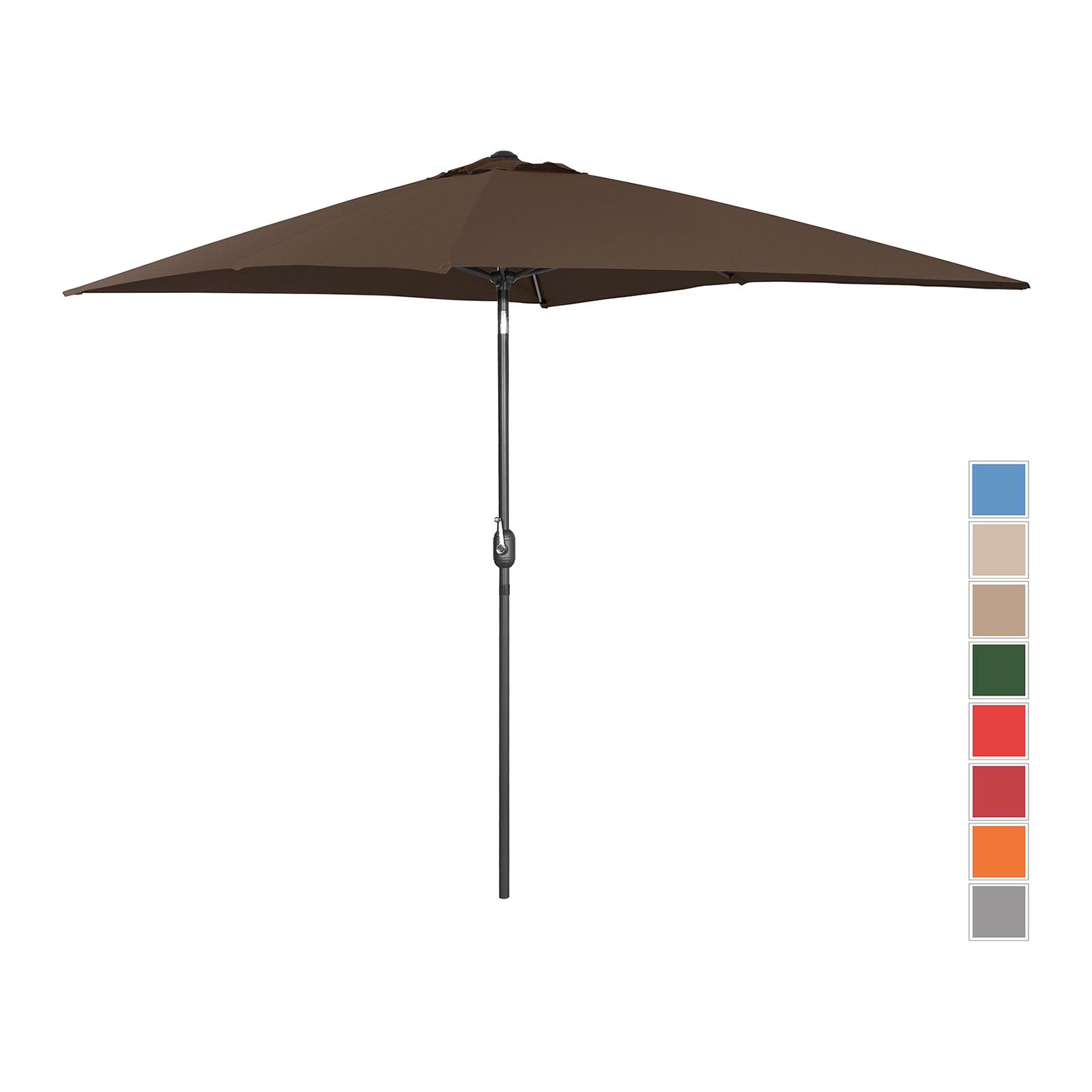 Голям външен чадър - кафяв - правоъгълен - 200 x 300 см - накланящ се
